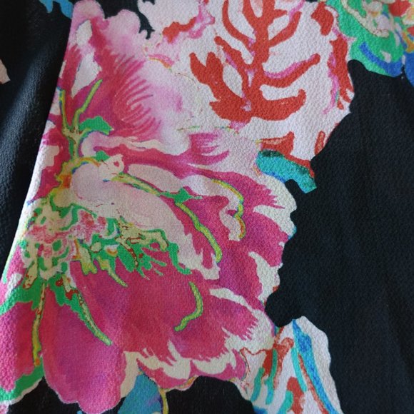 Zara black pink floral blouse shirt top S SM Small - Picture 6 of 16